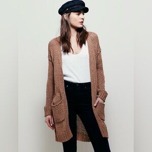 Free People Simply Sienna Brown Knit Cardigan Sweater